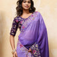 Rajwada Dark Violet Georgette Cut Work Saree For Women