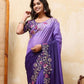 Rajwada Dark Violet Georgette Cut Work Saree For Women