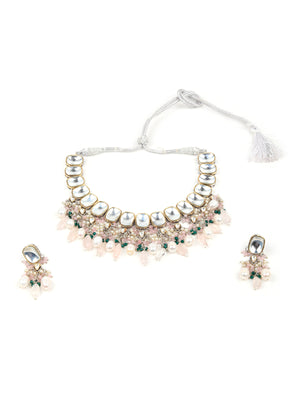 Rajwada White Choker Kundan Set For Women