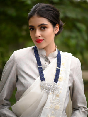 Rajwada Women Very Victorian Dark Blue Long Necklace Set