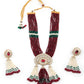 Rajwada Women White And Maroon Long Necklace Set