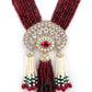 Rajwada Women White And Maroon Long Necklace Set