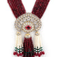 Rajwada Women White And Maroon Long Necklace Set