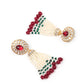 Rajwada Women White And Maroon Long Necklace Set