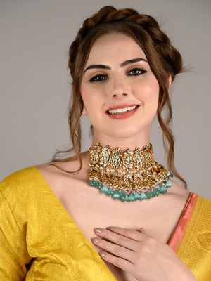 Rajwada Women Gorgeous Sea Green Double Sided Choker Neckpiece