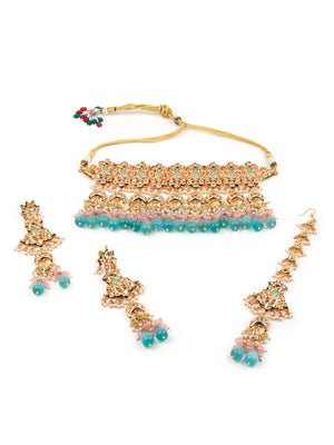 Rajwada Women Gorgeous Sea Green Double Sided Choker Neckpiece