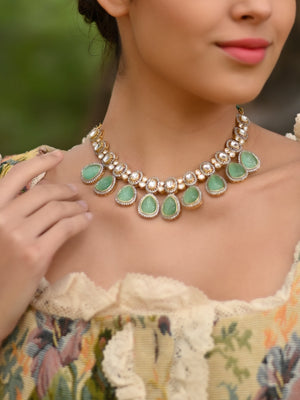 Rajwada Women Sea Green Choker Neckpiece