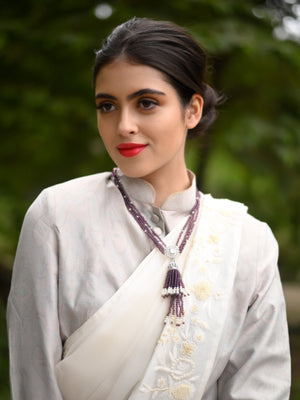 Rajwada Women Voilet Long Beaded Necklace Set