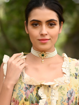 Rajwada Women Royal White Pearls Choker Neck Piece