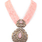 Rajwada Women Pink Antique Long Necklace Set