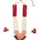 Rajwada Women Gorgeous White And Red Long Necklace Set