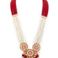 Rajwada Women Gorgeous White And Red Long Necklace Set