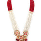 Rajwada Women Gorgeous White And Red Long Necklace Set