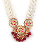 Rajwada Women Gorgeous White And Red Long Necklace Set