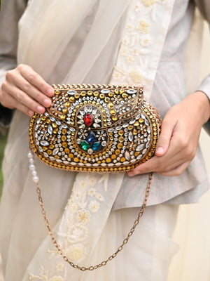 Rajwada Women Bronze Colored Metal Clutch