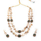 Rajwada Women Apricot And Green Beaded Long Necklace