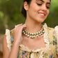 Rajwada Women Green And White Choker Neck Piece Set