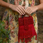 Rajwada Women Red Beaded Clutch Bag With Tassels