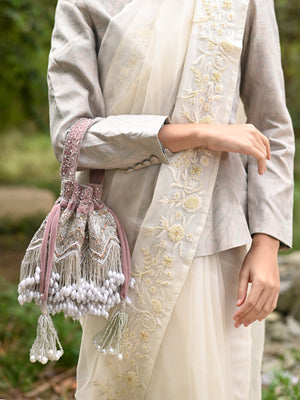 Rajwada Women Pink Tassel Potli Bag