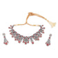 Rajwada Women German Rhodium And Pink Stone Studded Necklace Set