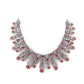 Rajwada Women German Rhodium And Pink Stone Studded Necklace Set