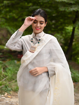 Rajwada Women Multicolored Kundan Studded Long Neck Piece
