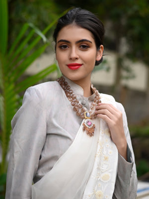 Rajwada Women Triple Layered Brown Beads Neck Piece