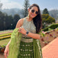 Rajwada Women Stunning Green Semi Stitched Lehenga Stitched Blouse