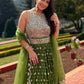 Rajwada Women Stunning Green Semi Stitched Lehenga Stitched Blouse