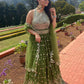 Rajwada Women Stunning Green Semi Stitched Lehenga Stitched Blouse