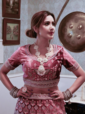 Rajwada Women White Faux Stone Studded Meenakari Jewelry Set