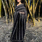 Rajwada Women Black And Gold Georgette Sequin Saree With Blouse Piece