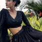 Rajwada Women Designer Black Georgette Semi Stitched Lehenga With Unstitched Blouse