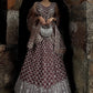 Rajwada - Brown Mirror Work Semi Stitched Lehenga with Unstitched Blouse