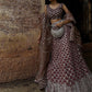 Rajwada - Brown Mirror Work Semi Stitched Lehenga with Unstitched Blouse