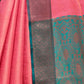 Orange Silk Blend Woven Saree With Unstitched Blouse