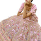 Rajwada Women Pink Embroidered Georgette Semi Stitched Lehenga With Unstitched Blouse
