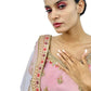 Rajwada Women Pink Embroidered Georgette Semi Stitched Lehenga With Unstitched Blouse