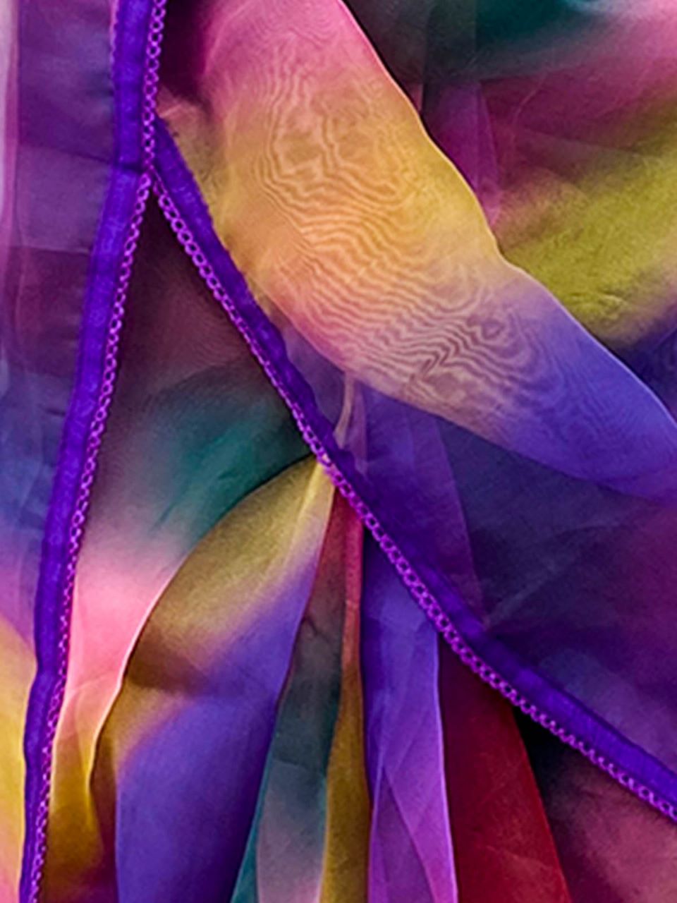 Multicolor Organza Saree With Stitched Blouse