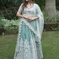 Rajwada Women Green Net Semi Stitched Lehenga With Unstitched Blouse