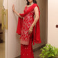 Rajwada Women Red Faux Georgette Embroidered Semi Stitched Palazzo Suit