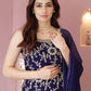 Rajwada Women Blue Faux Georgette Embroidered Semi Stitched Palazzo Suit