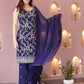 Rajwada Women Blue Faux Georgette Embroidered Semi Stitched Palazzo Suit