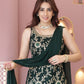 Rajwada Women Green Faux Georgette Embroidered Semi Stitched Palazzo Suit