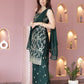 Rajwada Women Green Faux Georgette Embroidered Semi Stitched Palazzo Suit