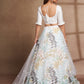 White Net Printed Semi Stitched Lehenga Choli
