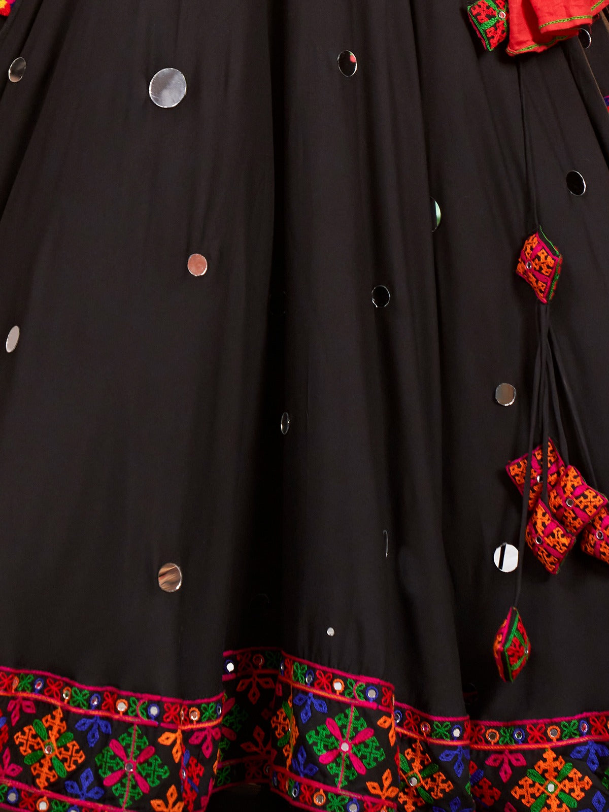 Black Viscose Rayon Embroidered Semi Stitched Lehenga Choli