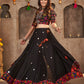 Black Viscose Rayon Embroidered Semi Stitched Lehenga Choli
