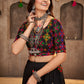 Black Viscose Rayon Embroidered Semi Stitched Lehenga Choli