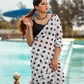 White Georgette Polka Dots Saree With Unstitched Blouse